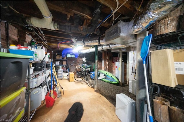 basement featuring water heater