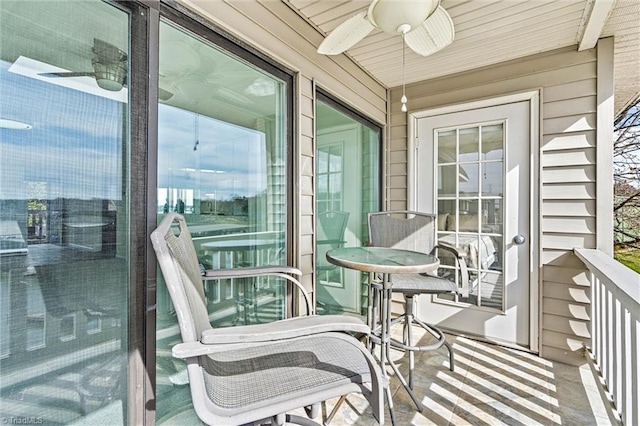 balcony with ceiling fan