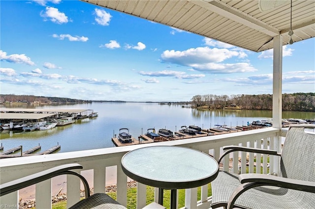 balcony with a water view