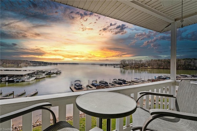 balcony with a water view
