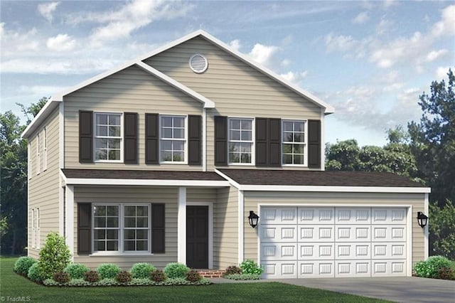 view of front of home with a garage and a front yard