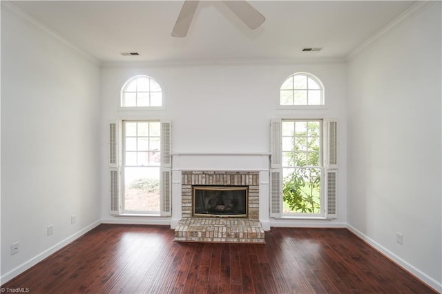 143 Wellesborough Rd, Winston-Salem, NC 27104 - unfurnished living room with plenty of natural light, visible vents, hardwood / wood-style floors, and ornamental molding