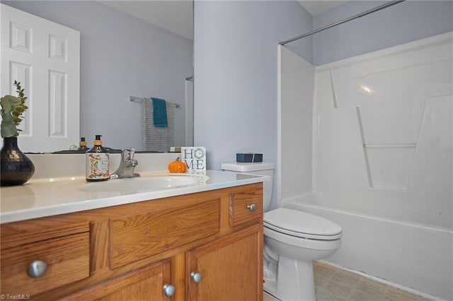 full bathroom with vanity, toilet, and bathtub / shower combination