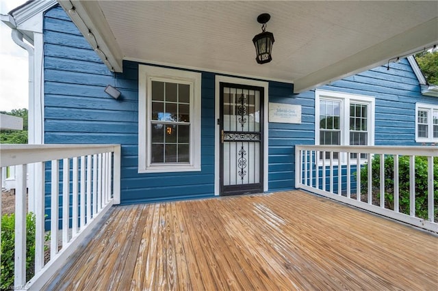 deck featuring a porch