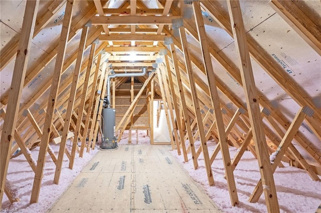 attic featuring water heater