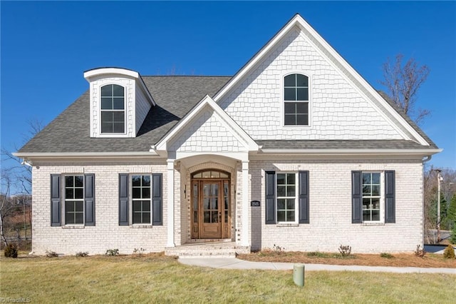 view of front of home with a front yard