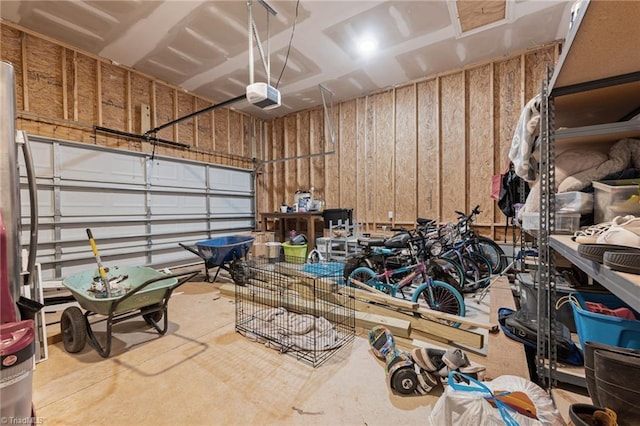 garage with a garage door opener