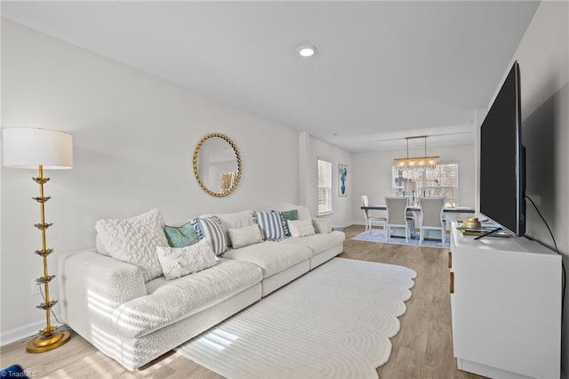 living room featuring light hardwood / wood-style floors