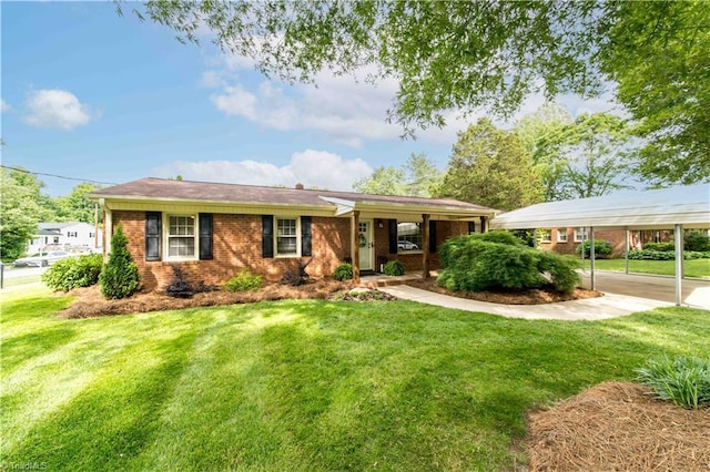 795 Morris Rd, Winston-Salem, NC 27101 - single story home with a front yard, brick siding, and a carport