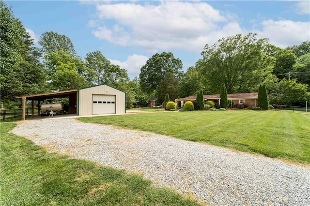 795 Morris Rd, Winston-Salem, NC 27101 - garage featuring gravel driveway, a garage, and view of wooded area