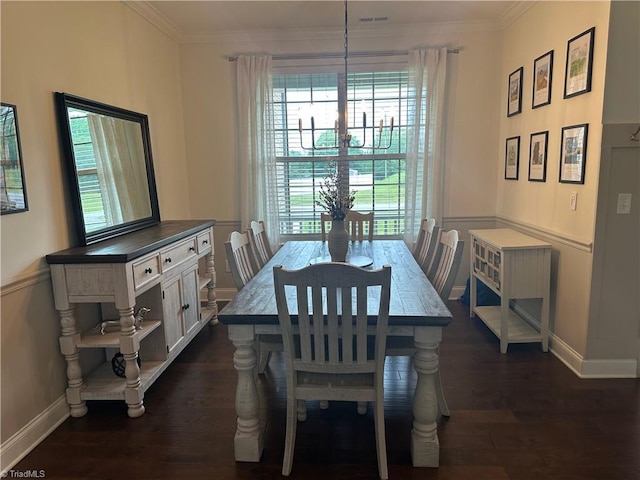 107 Saddlebrook Dr, Advance, NC 27006 - dining room with dark wood-type flooring and crown molding