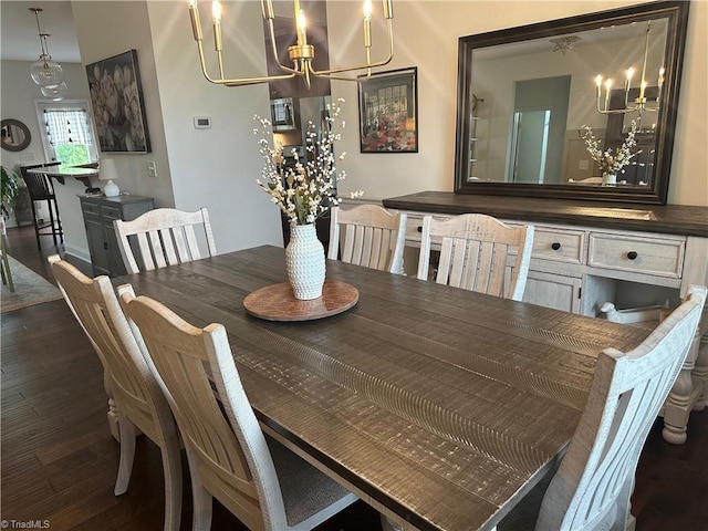 107 Saddlebrook Dr, Advance, NC 27006 - dining room featuring a chandelier and dark wood finished floors