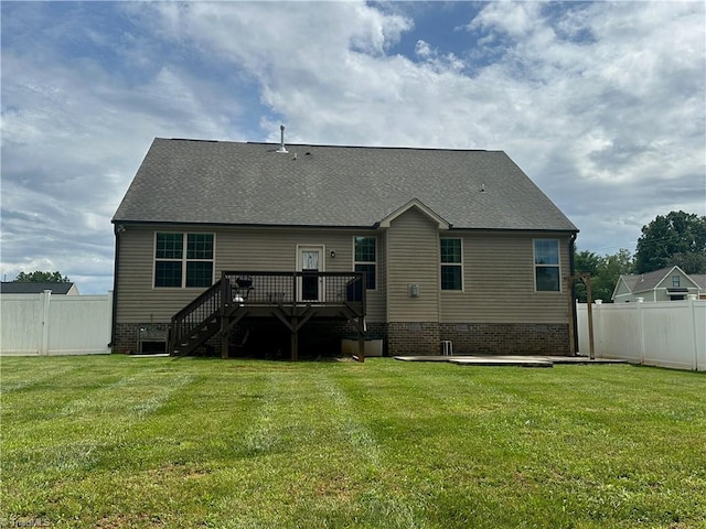 107 Saddlebrook Dr, Advance, NC 27006 - back of house with a deck, a fenced backyard, stairway, and crawl space