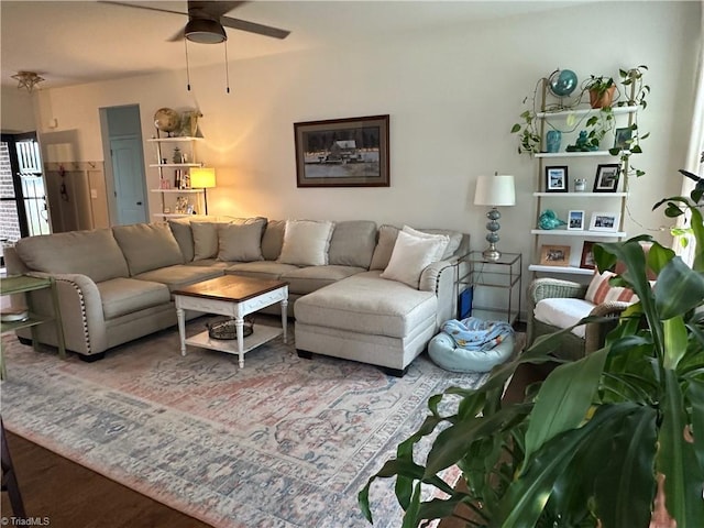 107 Saddlebrook Dr, Advance, NC 27006 - living room with ceiling fan and wood finished floors