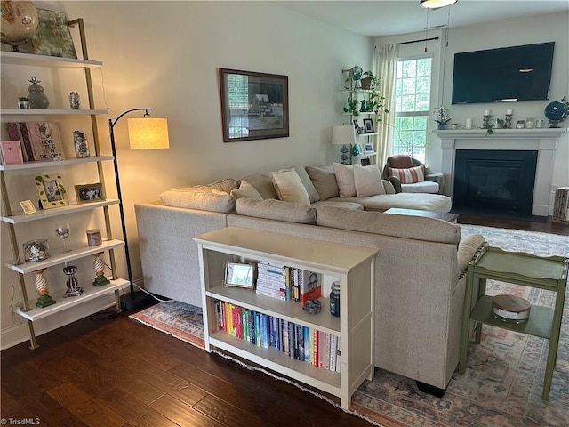 107 Saddlebrook Dr, Advance, NC 27006 - living area featuring hardwood / wood-style flooring and a glass covered fireplace