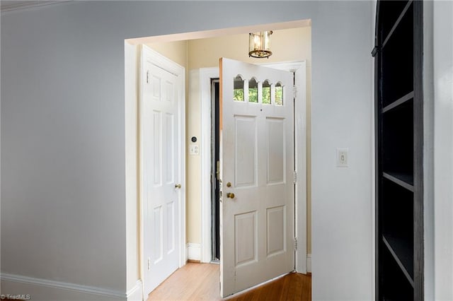 entryway with wood-type flooring