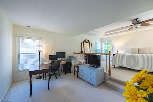 121 Walter Hagen Dr, Mebane, NC 27302 - bedroom featuring a desk, light carpet, and baseboards
