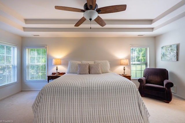 121 Walter Hagen Dr, Mebane, NC 27302 - bedroom featuring carpet flooring, a raised ceiling, baseboards, and a ceiling fan