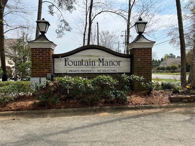 view of community sign