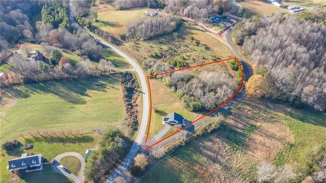 bird's eye view featuring a rural view