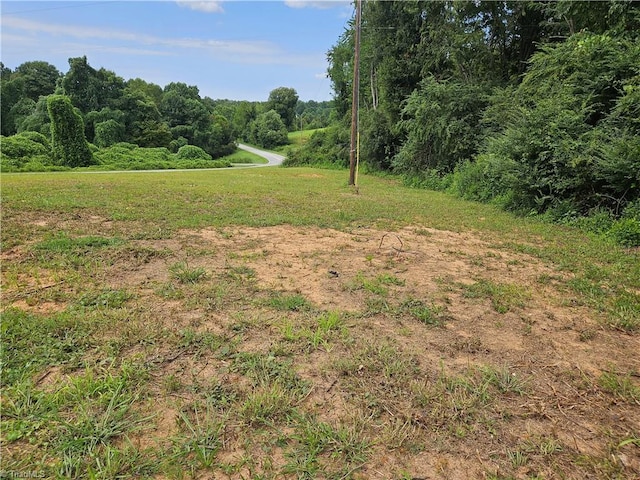 view of yard with a forest view