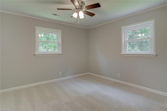4249 High Point Rd, Winston-Salem, NC 27107 - empty room featuring healthy amount of natural light, light colored carpet, a ceiling fan, and ornamental molding
