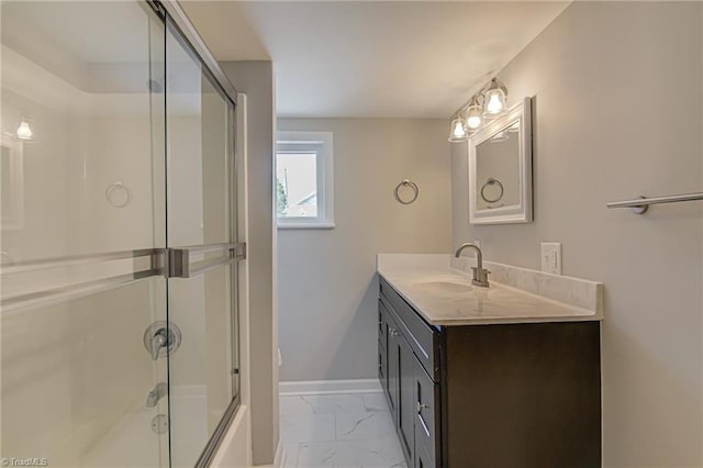 4249 High Point Rd, Winston-Salem, NC 27107 - full bathroom with marble finish floors, vanity, and combined bath / shower with glass door