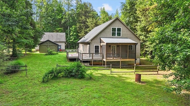 5170 Tabernacle School Rd, Asheboro, NC 27205 - back of property featuring a deck and an outdoor structure