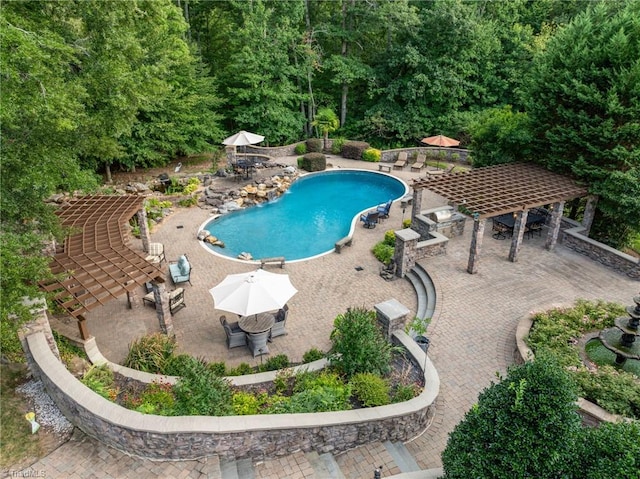 view of swimming pool featuring a patio