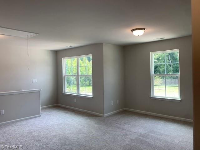 spare room featuring light colored carpet and a healthy amount of sunlight