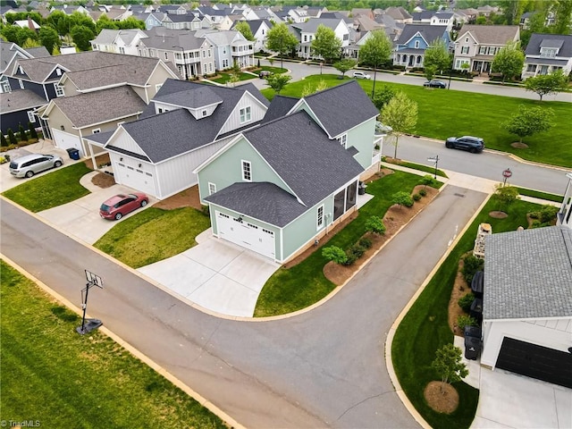 aerial view with a residential view