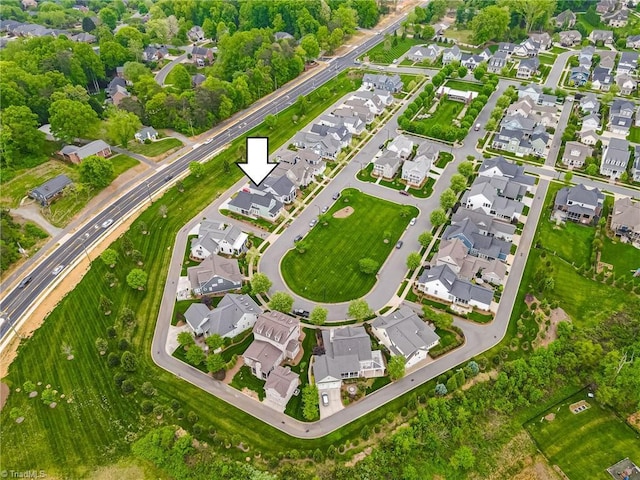 aerial view with a residential view