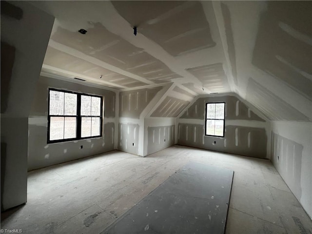 bonus room with lofted ceiling