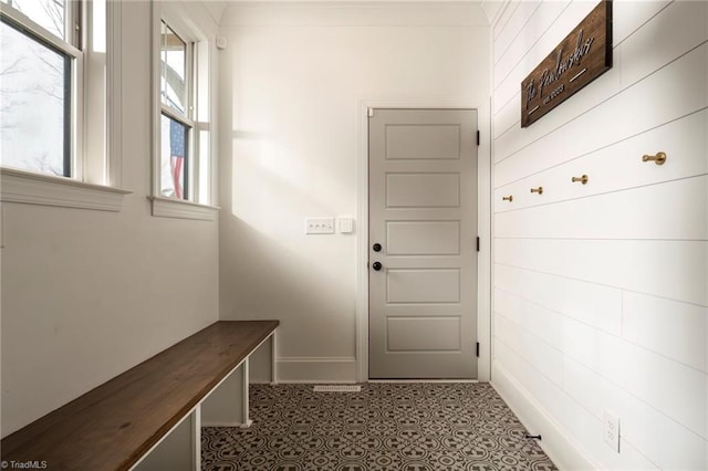 mudroom with baseboards