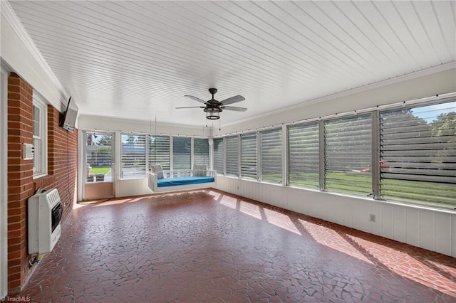 1409 Coventry Rd, High Point, NC 27262 - unfurnished sunroom featuring heating unit and a ceiling fan