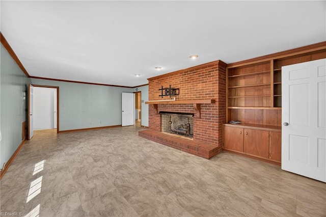 1409 Coventry Rd, High Point, NC 27262 - unfurnished living room with ornamental molding and a fireplace