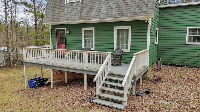 wooden deck featuring stairway