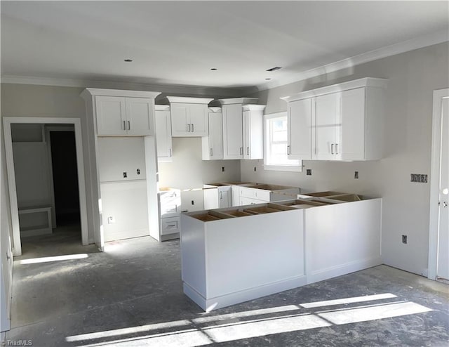 kitchen featuring white cabinetry and ornamental molding