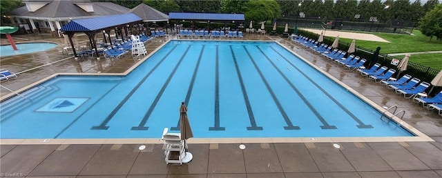community pool with fence