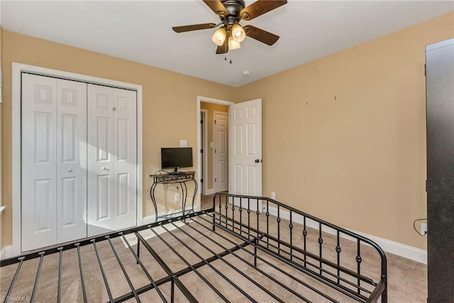 unfurnished bedroom with a closet and ceiling fan