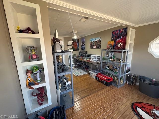 storage room featuring a ceiling fan