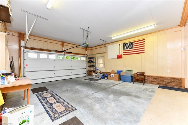 garage with a garage door opener