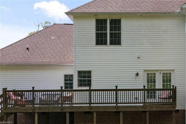 6065 Providence Church Rd, Winston-Salem, NC 27105 - rear view of house with roof with shingles and a deck