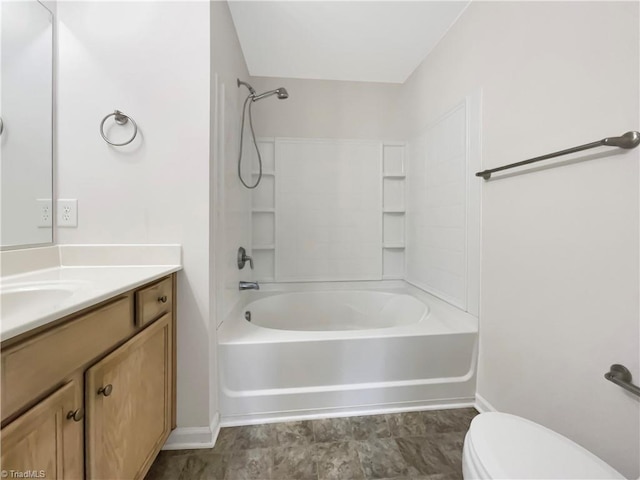 full bathroom featuring vanity, shower / bathtub combination, and toilet