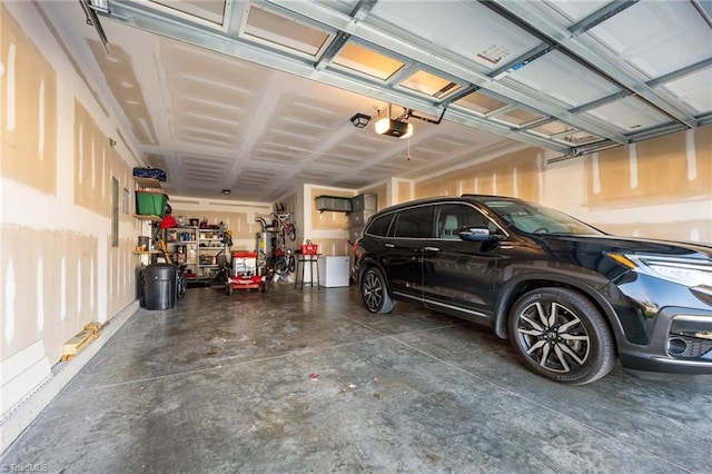 garage with a garage door opener