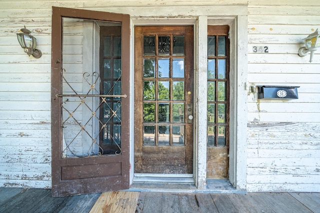 property entrance with french doors