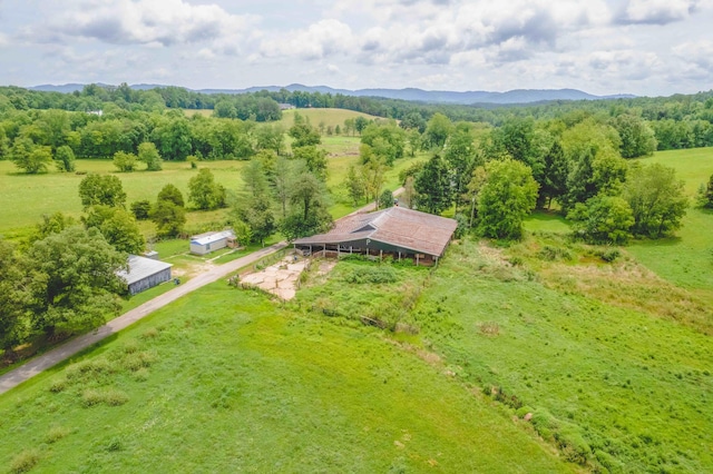 birds eye view of property with a rural view