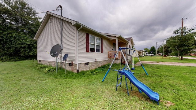 view of play area with a lawn