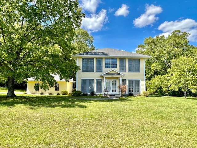 colonial house with a front lawn