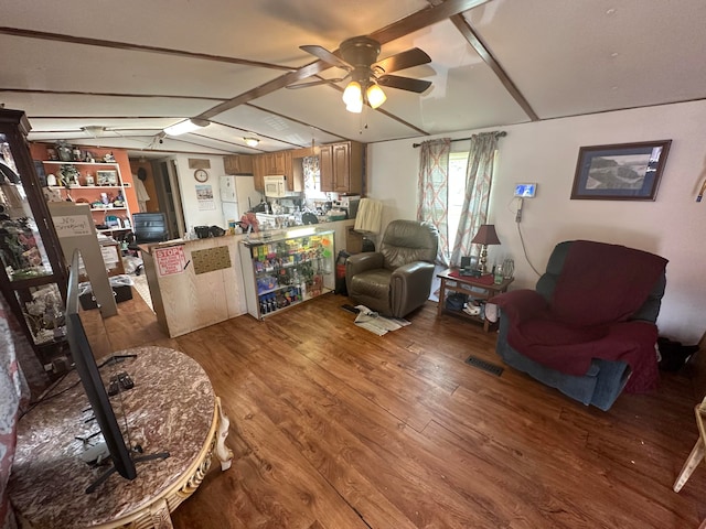 interior space featuring ceiling fan and hardwood / wood-style floors